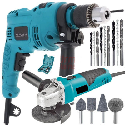 BX-7117 Electric Angle Grinder And Hammer Drill Set 900 Watts